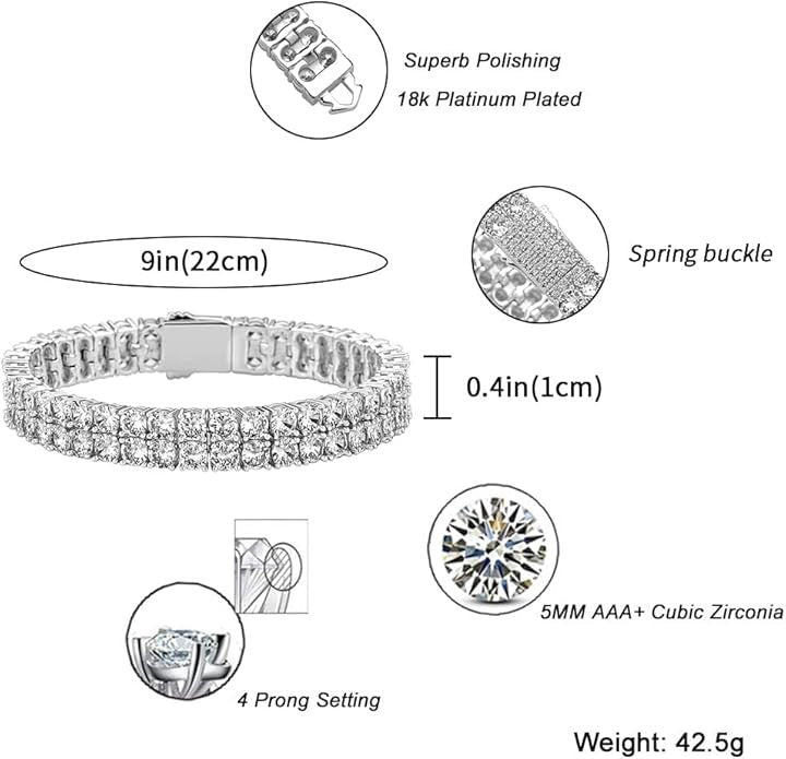 Two Roll Iced Out Tennis Bracelet
