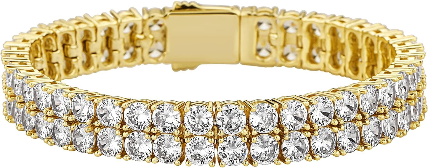 Two Roll Iced Out Tennis Bracelet