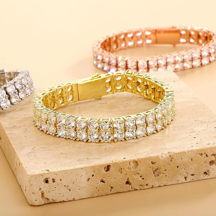 Two Roll Iced Out Tennis Bracelet