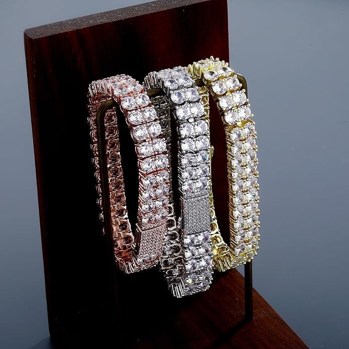 Two Roll Iced Out Tennis Bracelet