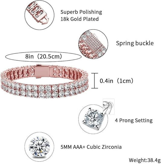 Two Roll Iced Out Tennis Bracelet