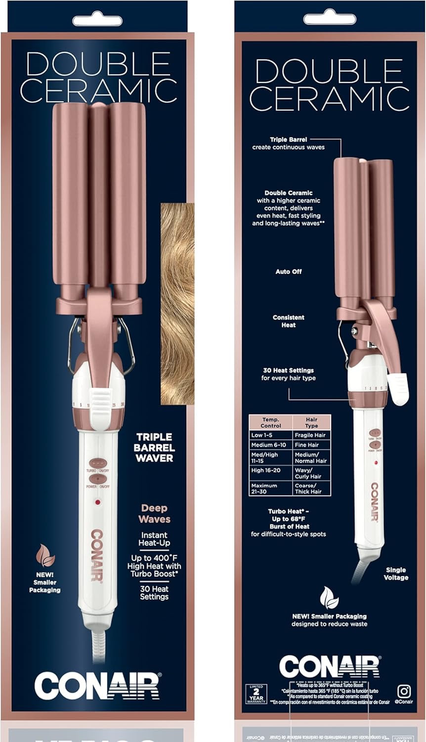 Double Ceramic 3 Barrel Curling Iron