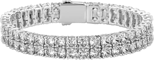 Two Roll Iced Out Tennis Bracelet