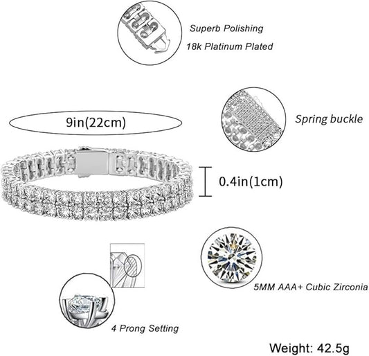 Two Roll Iced Out Tennis Bracelet