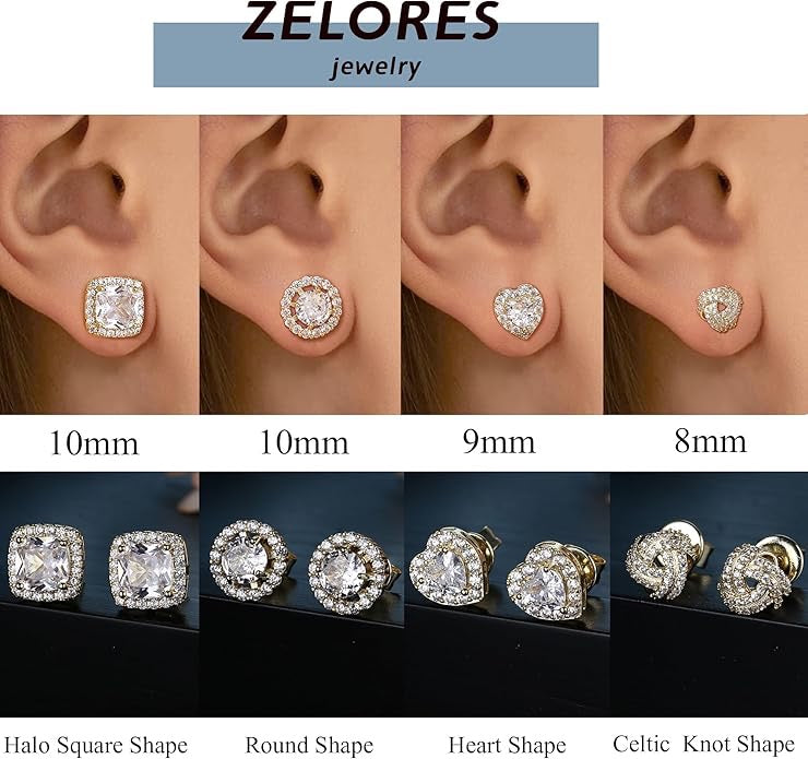 4 Pair Gold Plated Sterling Silver Earring Set