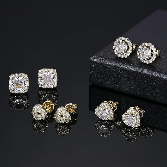 4 Pair Gold Plated Sterling Silver Earring Set