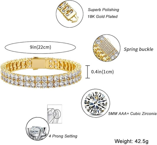 Two Roll Iced Out Tennis Bracelet
