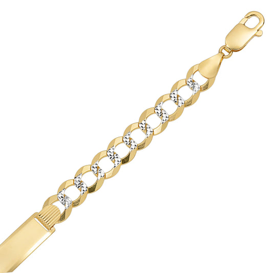 Women's Pave Curb Link ID Bracelet 14K Yellow White Gold