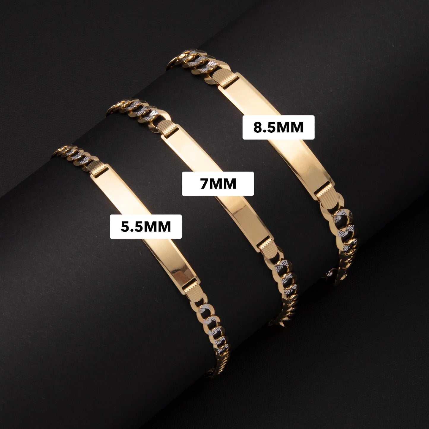 Women's Pave Curb Link ID Bracelet 14K Yellow White Gold