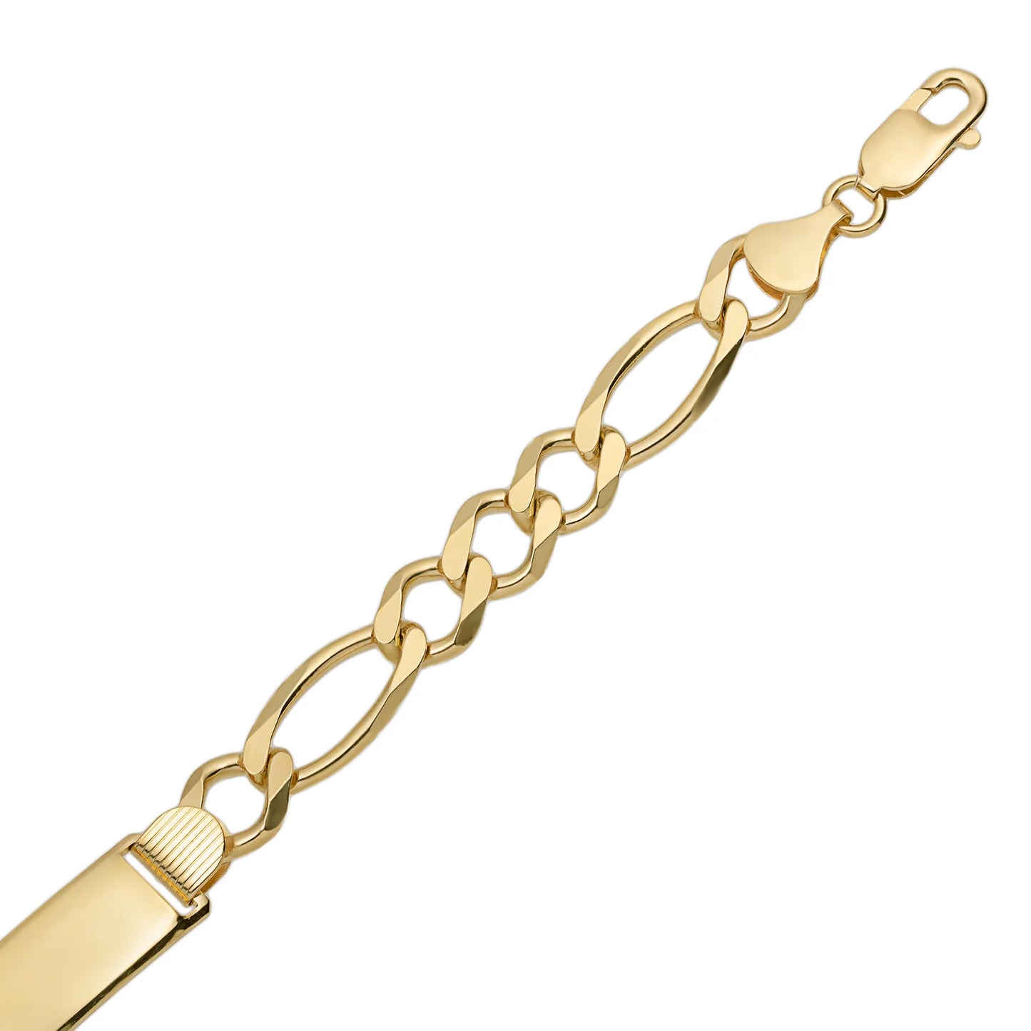 Men's Figaro Link ID Bracelet 14K Yellow Gold