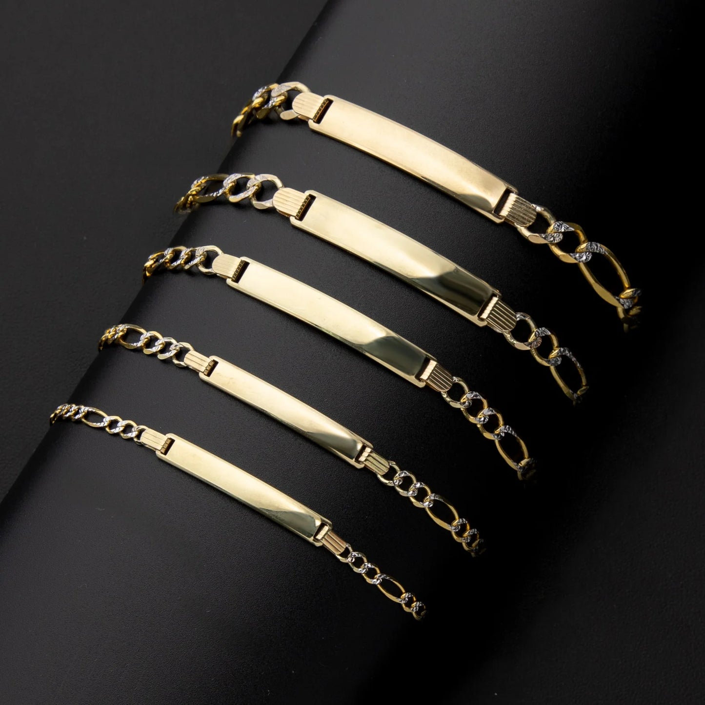 Men's Figaro Link ID Bracelet 14K Yellow Gold