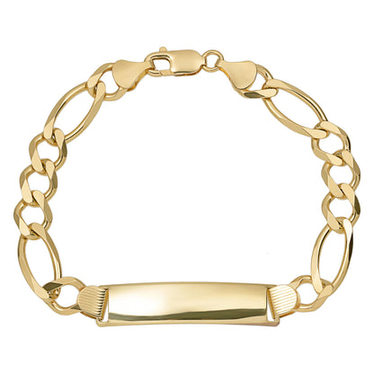 Men's Figaro Link ID Bracelet 14K Yellow Gold
