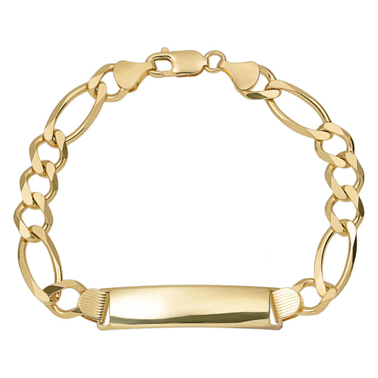 Women's Figaro Link ID Bracelet 14K Yellow Gold